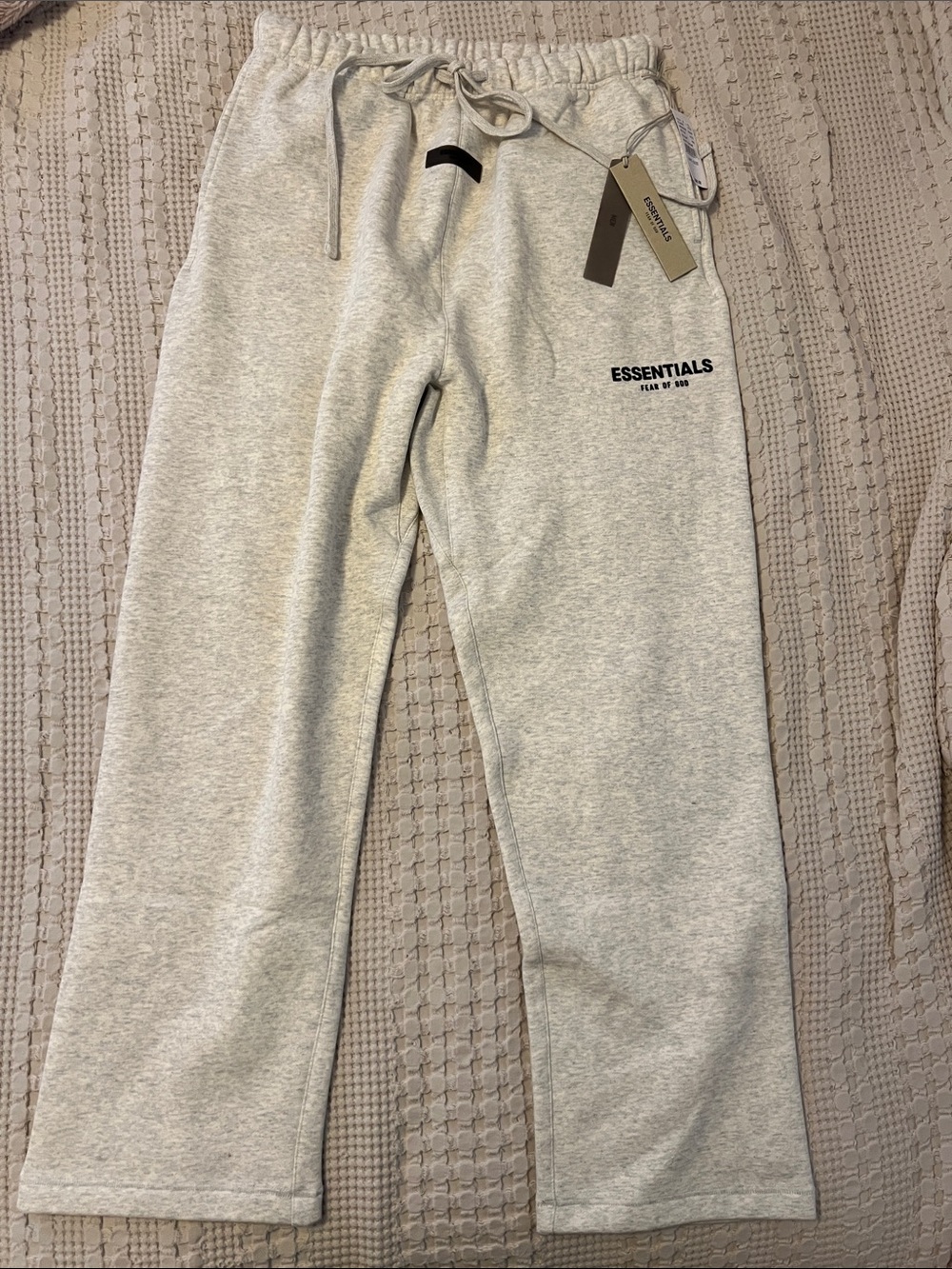 Essentials Heather Gray Fleece Sweatpants with Black Logo